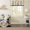 Coastal Seashells Taupe & Blue Cotton Window Valance - Rod Pocket (Bayside-Navy-val)