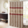 Brown & Burgundy Medallion Embroidered Fabric Shower Curtain - 72" x 72" (Donovan-Red-Shower)
