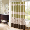 Green & Brown Floral Embroidered Fabric Shower Curtain - 72" x 72" (Serene-Green-Shower)