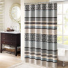 Blue Taupe & Grey Geometric Damask Striped Fabric Shower Curtain - 72" x 72" (Princeton-Blue-Shower)