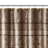 Mocha Brown Leaf & Ironwork Motif Fabric Shower Curtain - 72" x 72" (Bellagio-Taupe-Shower)