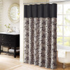 Black & Gold Jacquard Paisley Print Fabric Shower Curtain - 72" x 72" (Aubrey-Black-Shower)