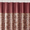 Burgundy & Gold Jacquard Paisley Print Fabric Shower Curtain - 72" x 72" (Aubrey-Burgundy-Shower)