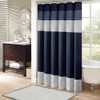 Navy Blue & Grey Pintuck Striped Fabric Shower Curtain - 72" x 72" (Amherst-Navy-Shower)