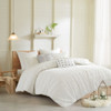 Ivory on Ivory Cotton Tufts Comforter Set AND Decorative Pillows (Brooklyn-Ivory)