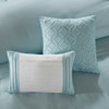 8pc Blue & White Microfiber Embroidered Comforter Set AND Decorative Pillows (Stratford-Aqua)