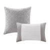 8pc Grey & White Microfiber Embroidered Comforter Set AND Decorative Pillows (Stratford-Grey)