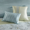 7pc Aqua & Green Embroidered Floral Comforter Set AND Decorative Pillows (Serene-Aqua)
