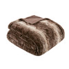 Brown Oversized Reversible Faux Fur Bed Throw - 96" x 80" (Zuri Faux Fur-Chocolate-Throw)