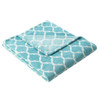 Aqua Blue & White Oversized Ogee Geometric Plush Throw - 60" x 70" (Oversized Ogee-Aqua-Throw)