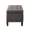 Shandra II Charcoal Grey Button Tufted Top Storage Bench w/Black Legs