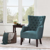 Green Hannah Button Tufted Herringbone Wing Back Chair w/Tapered Legs (Hannah-Green-Chair)