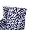 Navy Blue & White Barton Geometric Nailhead Trim Wing Back Chair w/Wood Legs (Barton-Navy-Chair)