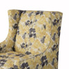 Yellow & Grey Barton Floral Wing Back Chair w/Wood Legs (Barton-Yellow-Chair)
