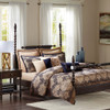 Gold & Blue Damask Jacquard Woven Comforter Set AND Decorative Pillows (Wellington-Blue)
