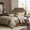 7pc Brown & Gold Motif Jacquard Comforter Set AND Decorative Pillows (Bellagio-Brown)
