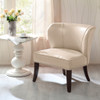 Ivory Hilton Faux Leather Armless Accent Chair w/Wood Legs (Hilton-Ivory-Chair)