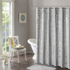 Grey Geometric Metallic Fabric Shower Curtain - 72" x 72" (Raina-Grey-Shower)