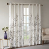 Grey & White Floral Botanical Grommet Top Curtain Panel (Cecily-Grey-Panel)