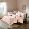 Pink Blush & Metallic Gold Geometric Comforter Set AND Decorative Pillows (Raina-Blush)