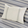 Blue & Ivory Striped Jacquard Woven Comforter Set AND Decorative Pillows (Farmhouse-Blue)