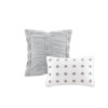7pc Ivory & Grey Cotton Tufts Duvet Cover Set AND Decorative Pillows (Brooklyn-Ivory-duv)