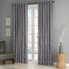 Grey Faux Silk Embroidered Lined Rod Pocket Curtain Panel (Andora-Grey-Panel)