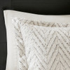 Ivory Long Faux Fur Chevron Down Alternative Comforter AND Decorative Shams (Adelyn-Ivory)