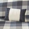 6pc Grey & Ivory Buffalo Plaid Coverlet Quilt Set AND Decorative Pillows (Ridge-Grey-cov)