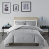 Grey & White Reversible Striped Down Alternative Comforter AND Shams (Hayden-Grey)