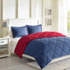 Red & Blue Microfiber Down Alternative Comforter AND Decorative Shams (Larkspur-Red/Navy)