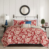 6pc Red Ivory & Blue Floral Coverlet Quilt Set AND Decorative Pillows (Lucy-Red-cov)