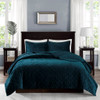 3pc Teal Velvety Soft Geometric Stitch Coverlet Quilt AND Decorative Shams (Harper-Teal-cov)