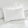 4pc White Cotton Seersucker Duvet Cover Set AND Decorative Pillow (Nicolette-White-duv)