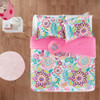 Pink & Purple Geometric Flroal Reversible Comforter Set AND Decorative Pillow (Camille-Pink)