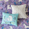 Purple & Aqua Blue Reversible Unicorns Coverlet Set AND Decorative Pillows (Lola-Purple-coverlet)