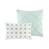 7pc Ivory Grey & Aqua Tufted Dots Duvet Cover Set AND Decorative Pillows (Myla-Aqua-duv)