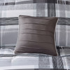 Black & Grey Reversible Plaid Comforter Set AND Decorative Pillows (Rudy-Black)