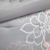 7pc Grey White & Blush Pink Floral Comforter Set AND Decorative Pillows (Lola-Grey/Blush)