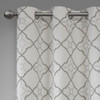 Set of 2 Cotton Grey & Metallic Print Window Curtain Panels (Hayes-Grey-window)