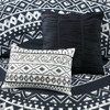 7pc Black & White Geometric Medallion Comforter Set AND Decorative Pillows (Larisa-Black)