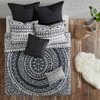 7pc Black & White Geometric Medallion Coverlet Set AND Decorative Pillows (Larisa-Black-cov)