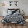 7pc Black & White Geometric Medallion Coverlet Set AND Decorative Pillows (Larisa-Black-cov)