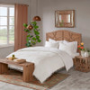 3pc Off White Cotton Percale Duvet Cover w/Tassel Trim AND Decorative Shamss (Lillian-Off White-duv)