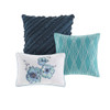 7pc Teal Blue Floral Watercolor Print Comforter Set AND Decorative Pillows (Enza-Teal)