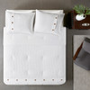 3pc White Cotton Waffle Weave Comforter AND Decorative Shams (Finley-White)
