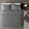 3pc Grey Cotton Waffle Weave Duvet Cover AND Decorative Shams (Finley-Grey-duv)