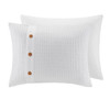 3pc White Cotton Waffle Weave Duvet Cover AND Decorative Shams (Finley-White-duv)