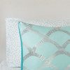 Aqua Blue & Metallic Silver Scallop Design Comforter Set AND Sheet Set (Lorna-Aqua)