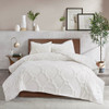 3pc Ivory Cotton Chenille Design Comforter AND Decorative Shams (Pacey-Ivory)